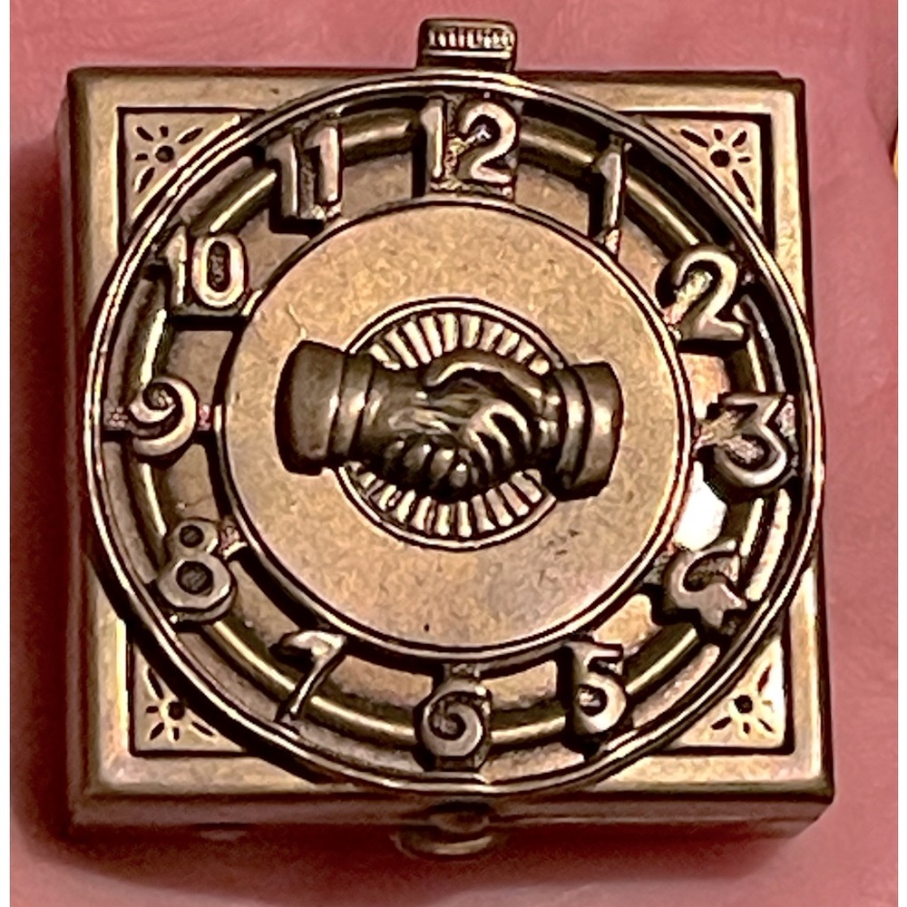 Antique Brass Clock-Themed Trinket Box